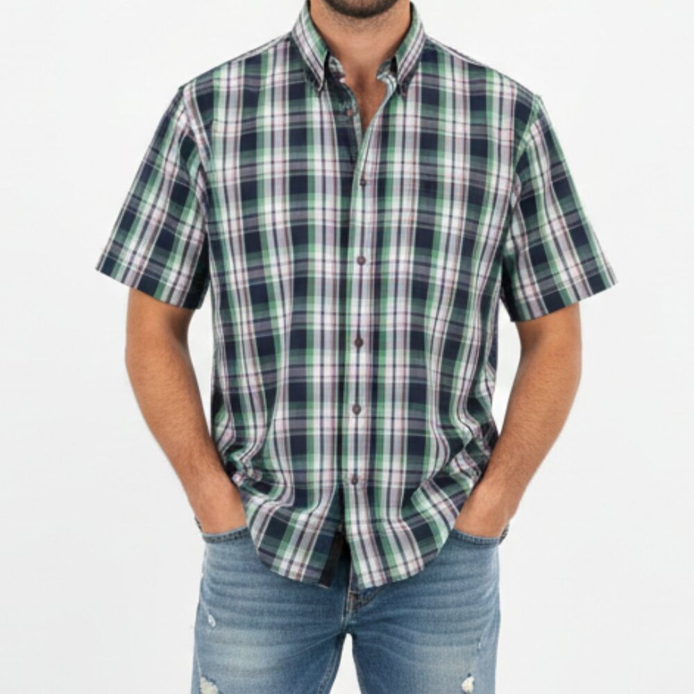 Camel Active Plaid Short Sleeve Shirt Mens Large Rugged Americana & Heritage